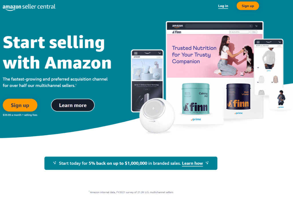 how to work from home selling on Amazon FBA Amazon Seller Central Page