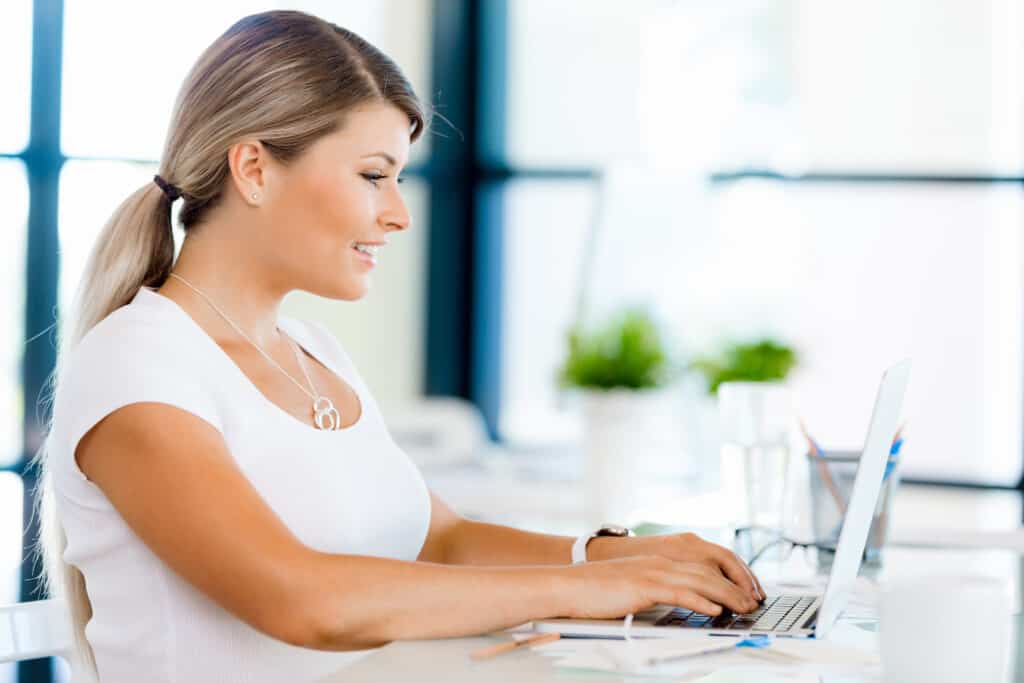 Stay at Home Jobs woman working on computer at home